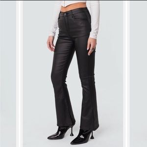 Black Leather Pants Edikted Luna Faux Leather Flare Jeans Black